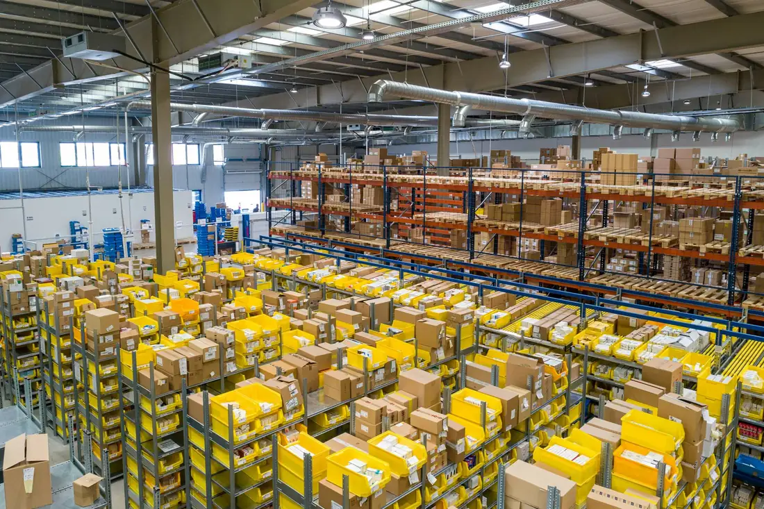 Logistics warehouse with pallet racking